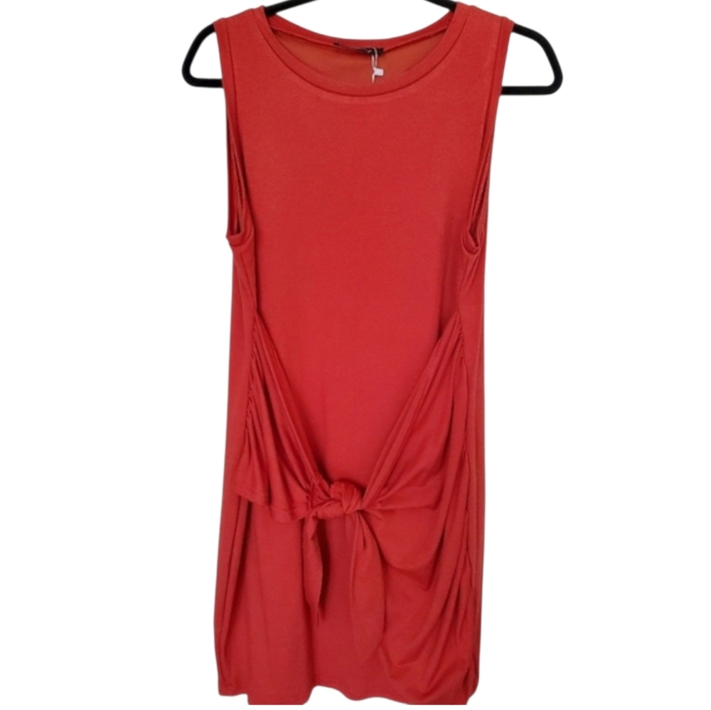 Tie Front Mini Dress in Rust Orange